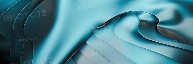 A smooth metallic blue abstract background with dynamic, wavy textures in 3D. The gradient tones create a fluid, elegant flow, evoking a sense of calm and sophistication
