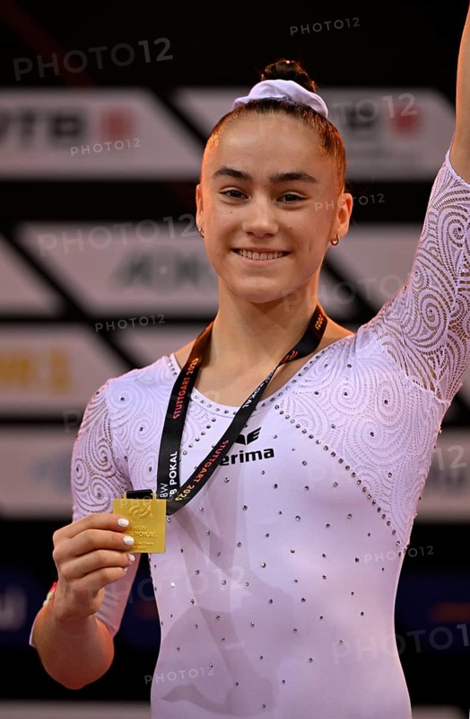 Madita Mayr GER Gold medal award ceremony, EnBW DTB Cup, Porsche Arena, Stuttgart, Baden-Württemberg, Germany