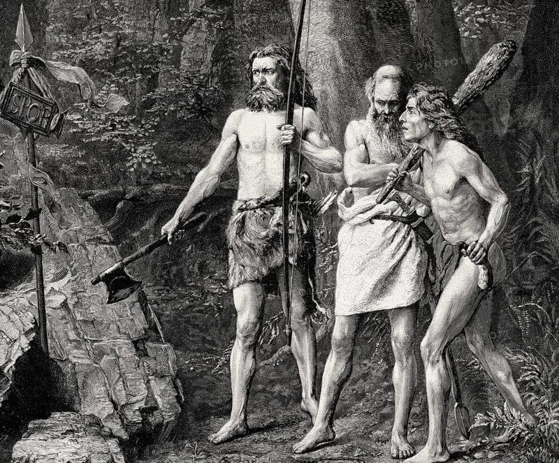 Teutonic men finding a Roman standard