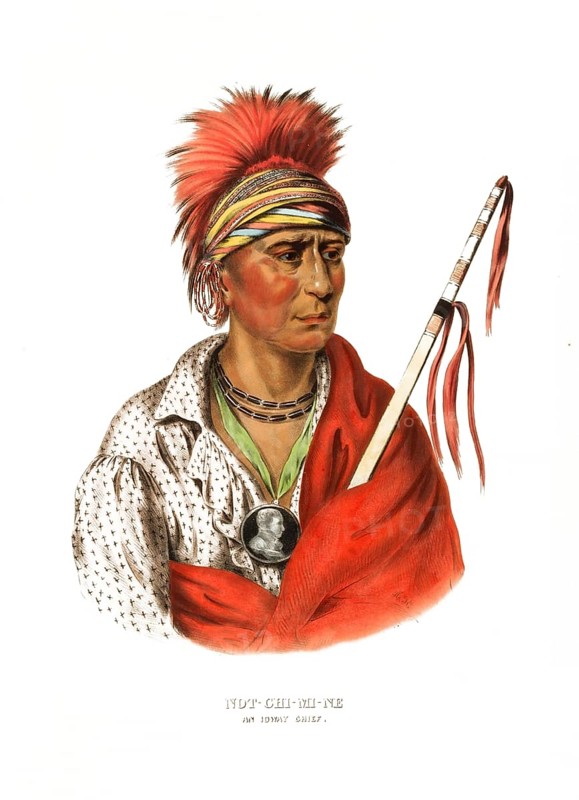 American Indian, Native American, Not-Chi-Mi-Ne, Chief of the Ioway tribe, United States of America, USA, Painting by Charles Bird King (1785, 1862), c. 1840, Historic, digitally restored reproduction from a 19th century original, Record date not stated