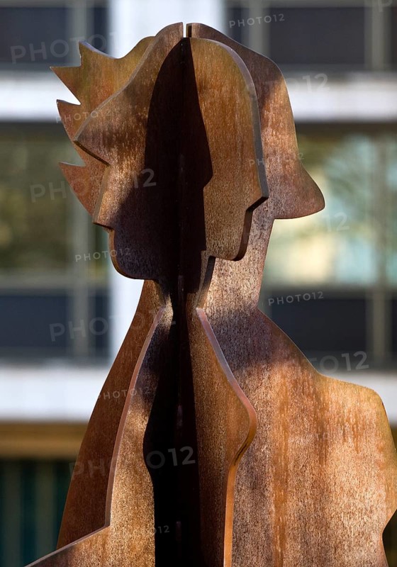 Detail of the artwork entitled The Wanderers by M. F. Otto, Corten steel, Georgsplatz, Hanover, Lower Saxony, Germany