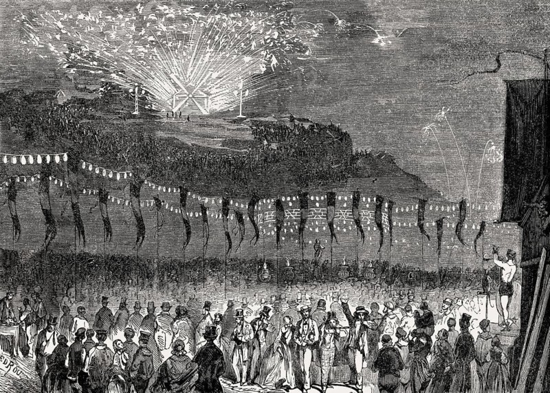 Fireworks at Montmartre, Paris, France, 1857