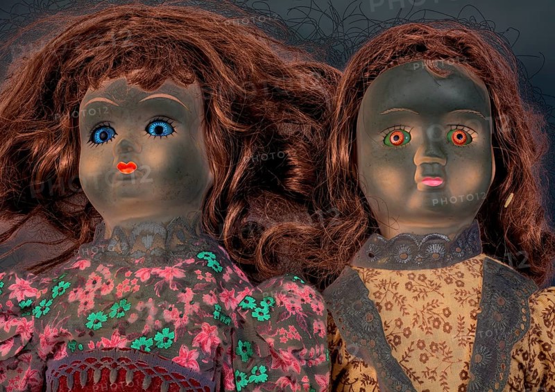 Old dolls, demonic faces