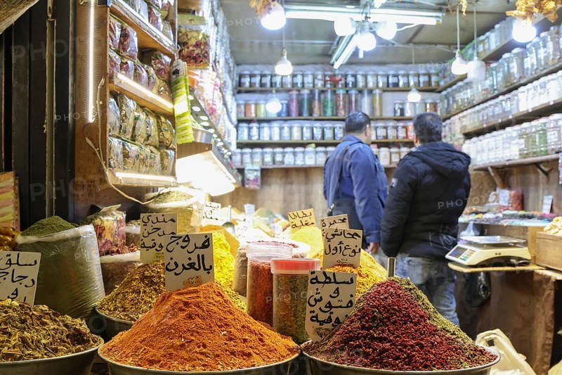 Syrians shop at the historic Al-Hamidiyah Bazaar adjacent to the Umayyad Mosque during the early days of Ramadan in Damascus, Syria on February 18, 2026, Damascus, Syria