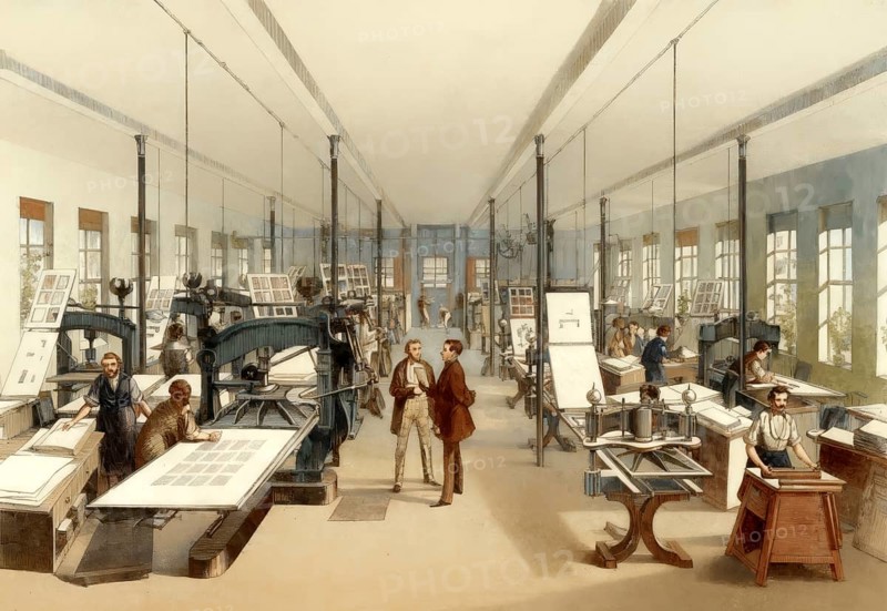 Industrial printing, 19th century, F. A. Brockhaus