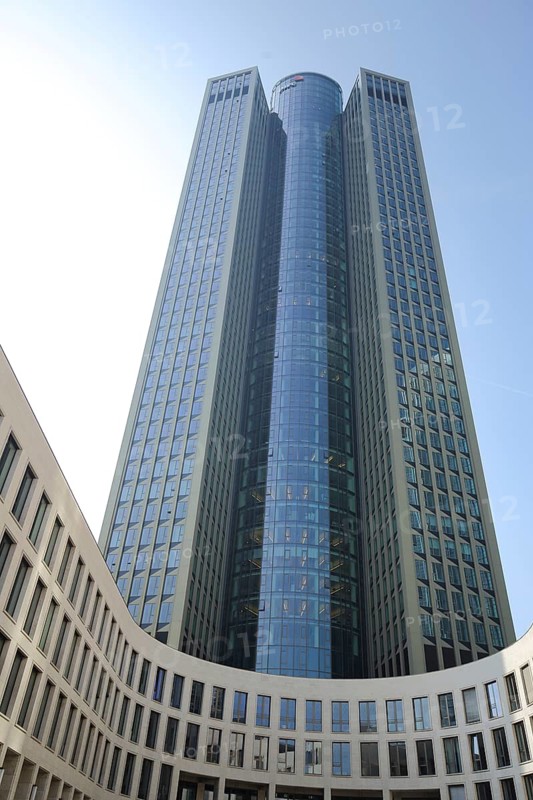Tower 185 with 200m, modern building, skyscrapers, view upwards, glass building, stained glass windows, modernism, Bockenheim, Frankfurt am Main, Hesse, Germany