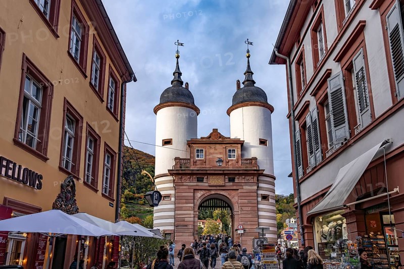 Gate of the Old Bridge in Heidelberg, Baden-Württemberg, Germany