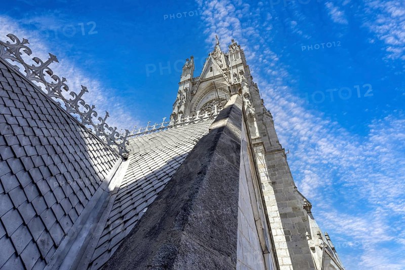 Cathedral Basilica of National Vow, Voto Nacional in historic center of Quito, Ecuador. Roman catholic church