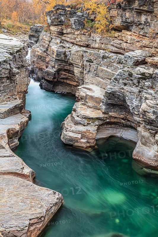 Gorge, canyon, river, rapids, autumn, autumn colours, Abisko Canyon, Abisko National Park, Laponia, Lapland, Sweden