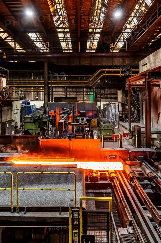 ThyssenKrupp hot rolling mill, transport of slab for reverse rolling, Hohenlimburg, Hagen, North Rhine-Westphalia, Germany