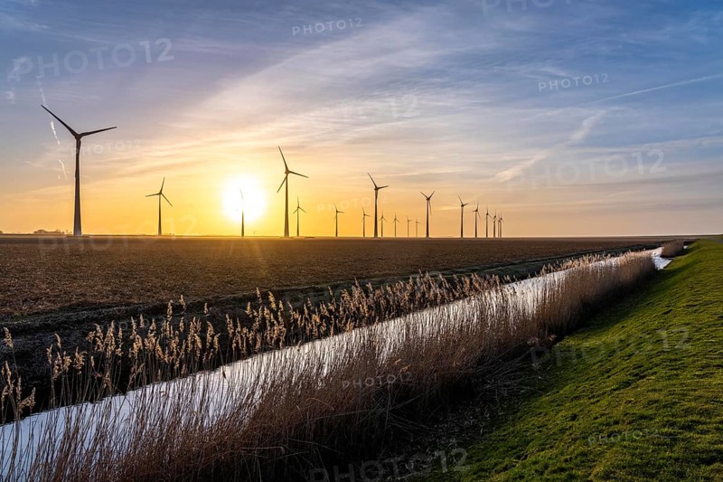Westereems and Growind wind farms, in the north of the Netherlands, near Eemshaven, energy center, in addition to wind energy, there are coal and gas power plants and various energy infrastructure facilities, the Netherlands