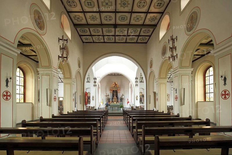 Interior view of Gothic St. Peter and Paul church, Eichenzell, Hesse, Germany