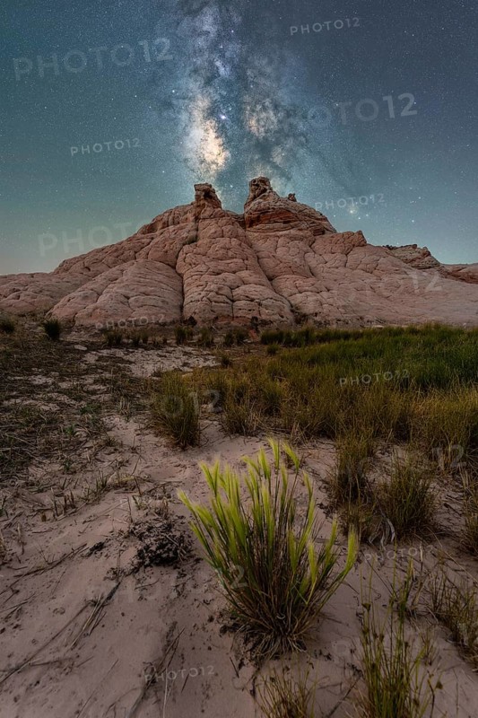 A clear night sky reveals the Milky Way above the surreal Coyote Buttes in the Paria Canyon-Vermilion Cliffs Wilderness, Arizona