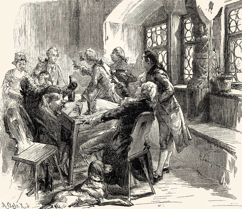 Scene from ERGO BIBAMUS!, a poem by Johann Wolfgang von Goethe