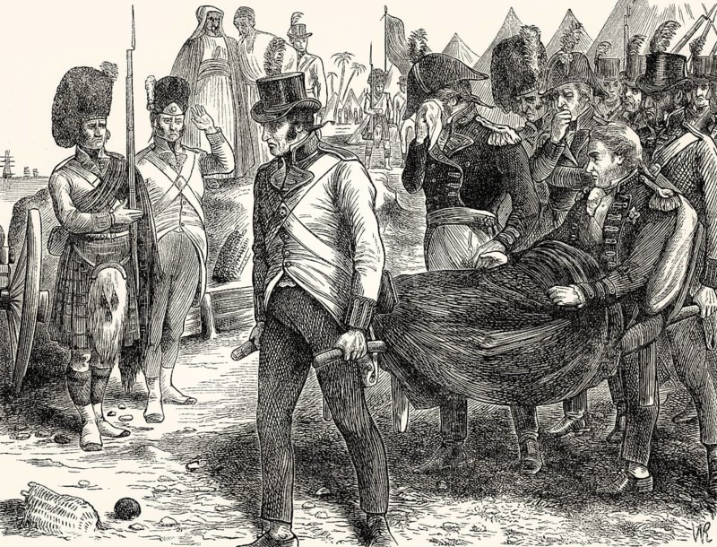 Death of General Abercromby, Battle of Alexandria, 21 March 1801, French campaign in Egypt and Syria, From British Battles on Land and Sea, by James Grant
