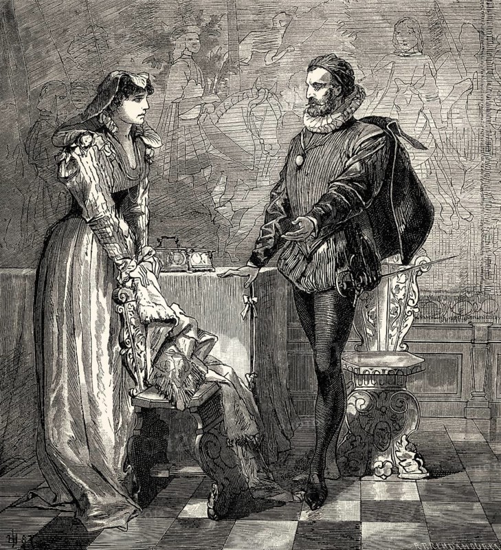 ACT III., SCENE IV., Leonora, Antonio, scene from Torquato Tasso, a play by Johann Wolfgang von Goethe