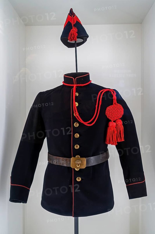 Belgian WW1 artillery dress jacket at Fort van Liezele, fortress of the National Redoubt near Puurs-Sint-Amands, province Antwerp, Belgium