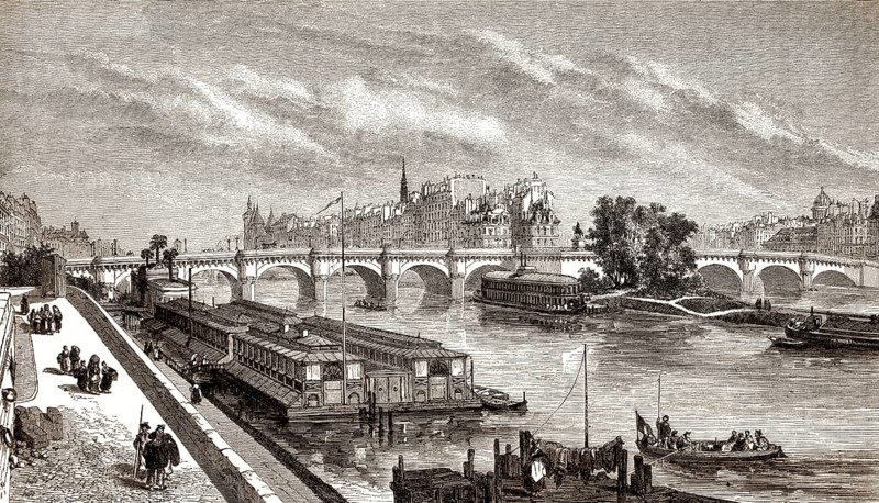 Die Pont Neuf, Brücke über die Seine in Paris, Frankreich, 19. Jahrhundert