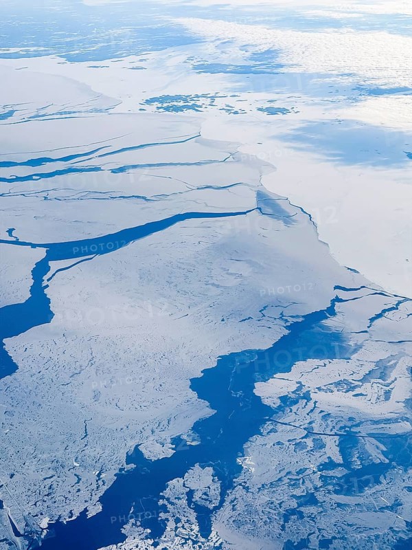 Structures in ice, frozen sea, Bothnia, aerial view, Gulf of Bothnia
