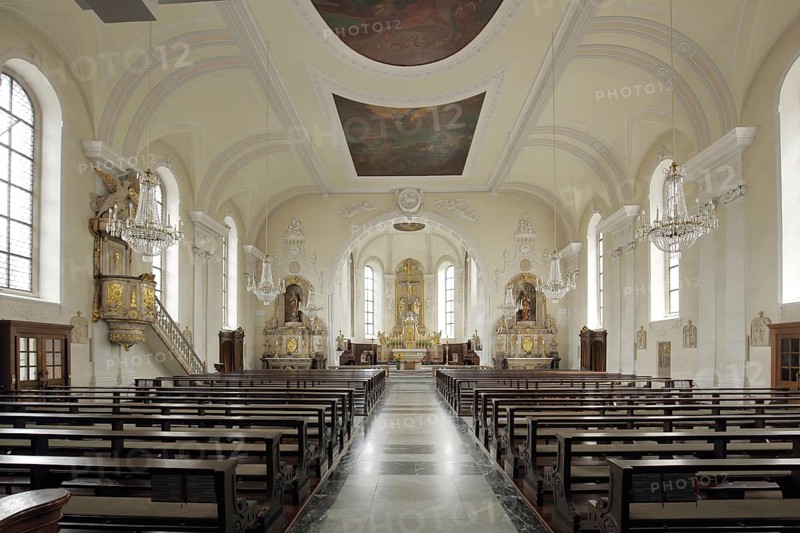 Interior view of the early classical Church of Our Dear Lady, Waldshut, Southern Black Forest, Black Forest, Baden-Württemberg, Germany