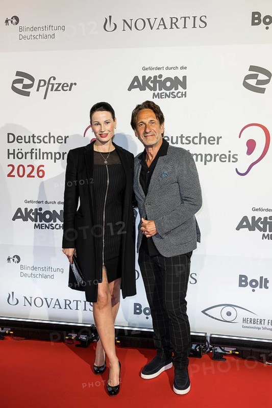 Katharina Gerhardt and Falk-Willy Wild in front of the German Audio Film Awards ceremony at the Colosseum cinema in Berlin on 24.03.2026