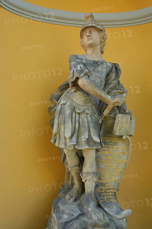 Tomb monument and sculpture of Johann Christoph Macher, stone sculpture, orangery, Gera, Thuringia, Germany