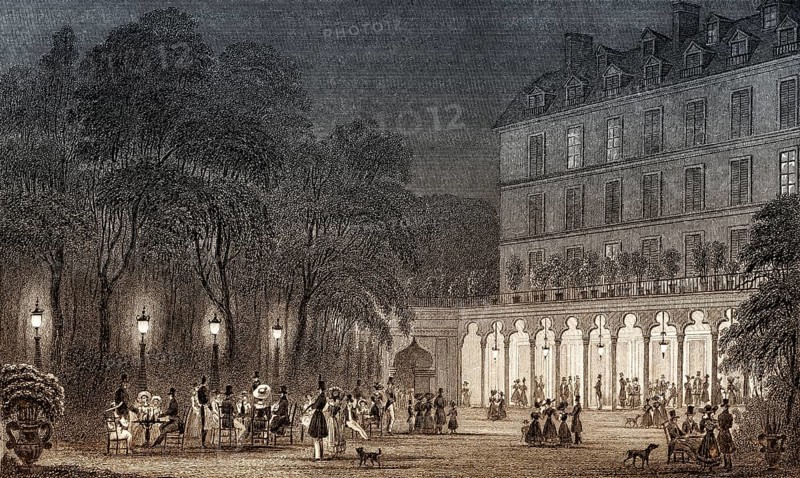 The Jardin Turc, Paris, antique steel engraved print, 1831