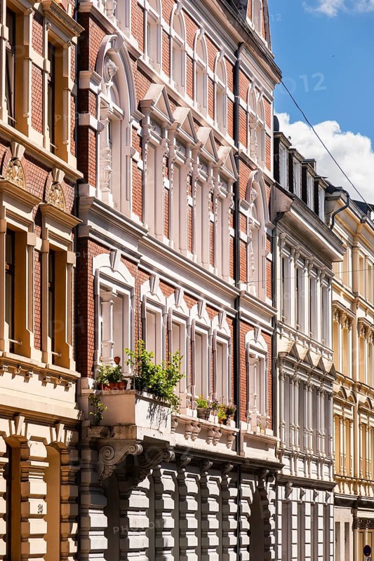Street with old buildings from the Wilhelminian era in Wuppertal, Germany