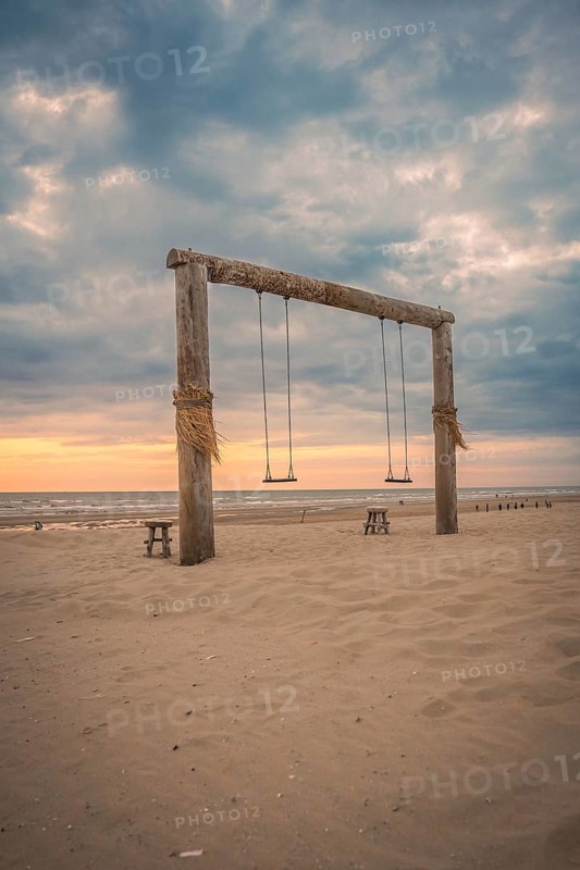 Sunset swing on the beach, Zandvoort, Netherlands