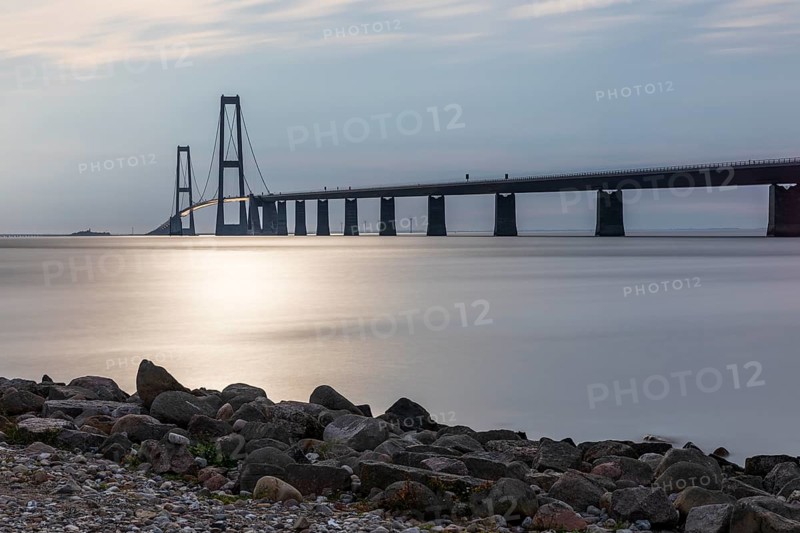 Storebelt Bridge seen from Halsskov Odde viewpoint, East Bridge, Denmark