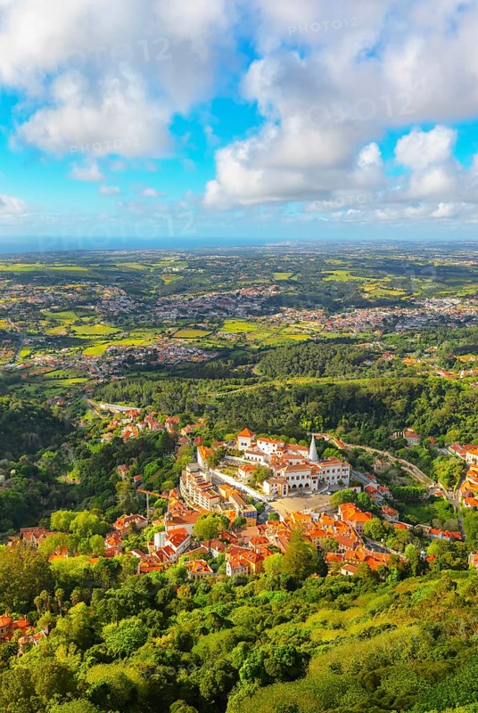 Sintra town, high angle view, Sintra, Portugal