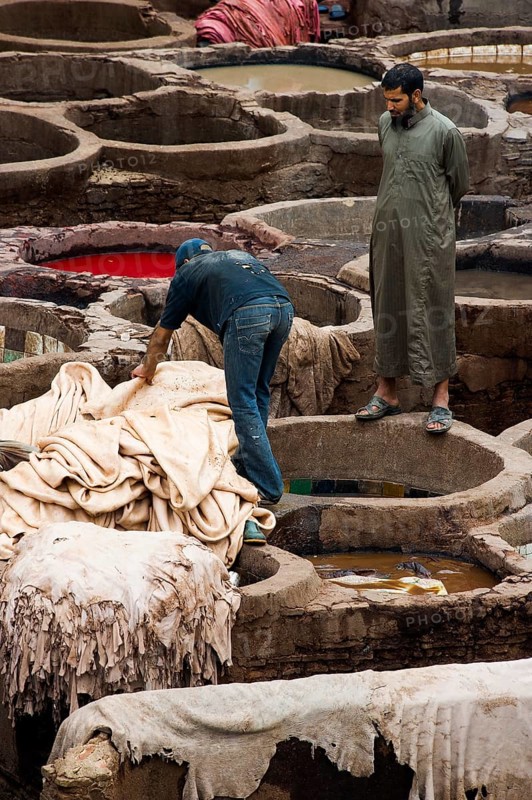 Chouwara tanning and dyeing district, Fez El Bali, Medina, UNESCO World Heritage Site, Fez, Morocco