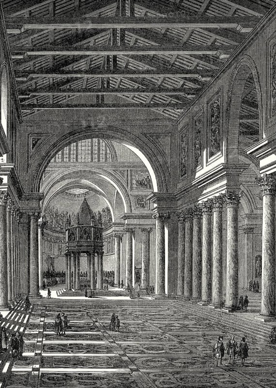 Interior view of Old St. Peter's Basilica, Vatican, Rome, Italy