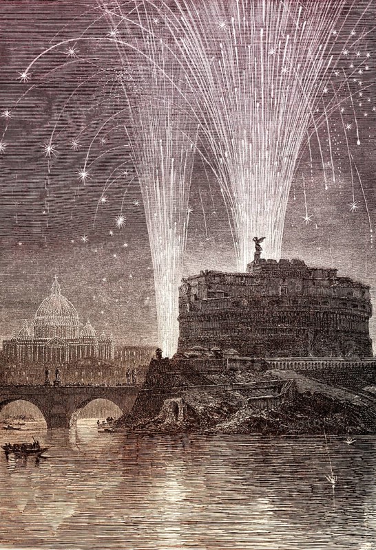 Easter fireworks, Rome, Italy, 19th Century