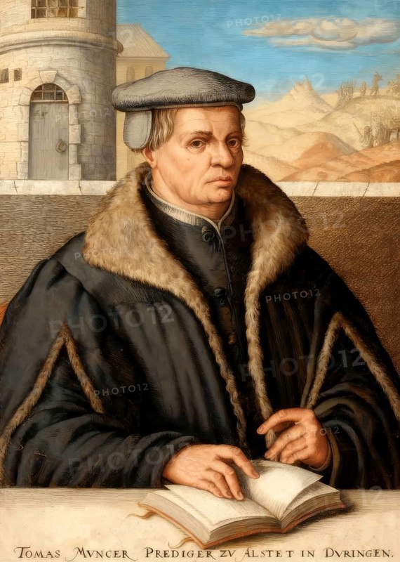 Thomas Müntzer, 1489 – 1525, German preacher and theologian, digitally edited after a print by Christoffel Van Sichem