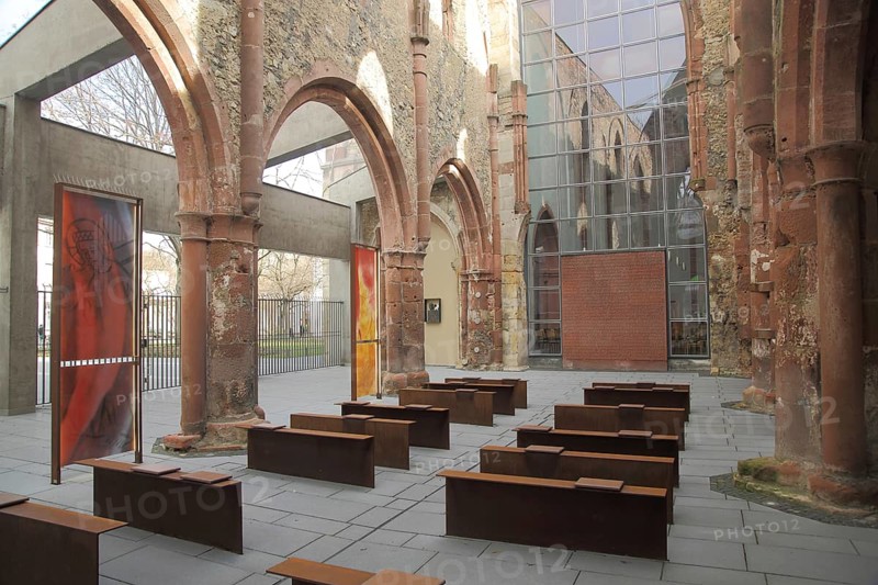 Interior view of Romanesque St. Christoph built around 1240, church ruins, Mainz, Rhineland-Palatinate, Germany