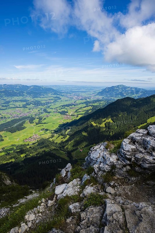 Panorama from the Rubihorn, 1957m, into the Illertal, Allgäu, Bavaria, Germany