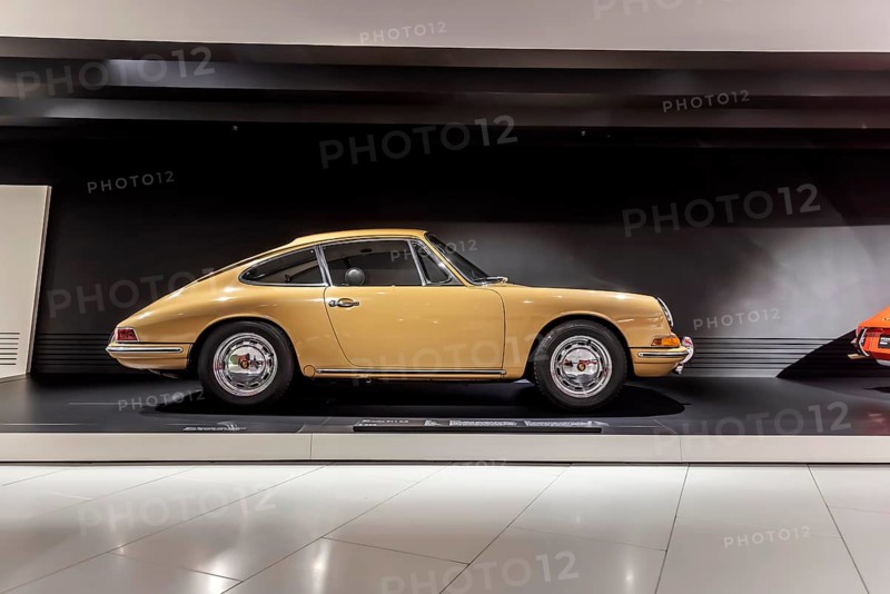 Porsche Museum Stuttgart-Zuffenhausen. Porsche 911 2.0 from 1967. The automotive museum of Dr. Ing. h.c. F. Porsche AG shows racing cars and iconic cars from automotive history. interior view. Stuttgart, Baden-Württemberg, Germany