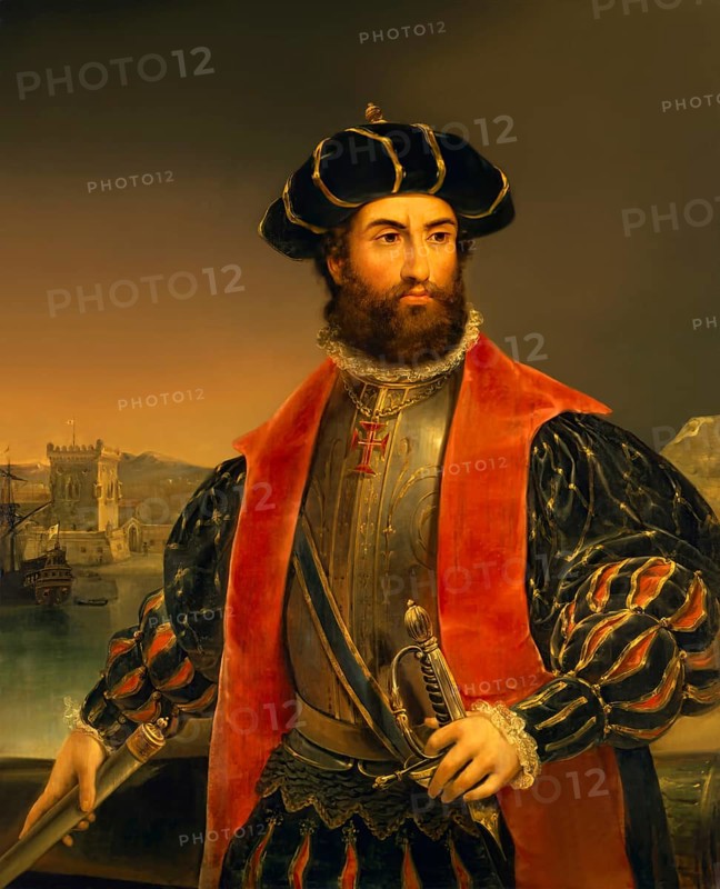 Vasco da Gama, c. 1460s – 1524, Portuguese explorer, digitally edited according to a painting by António Manuel da Fonseca