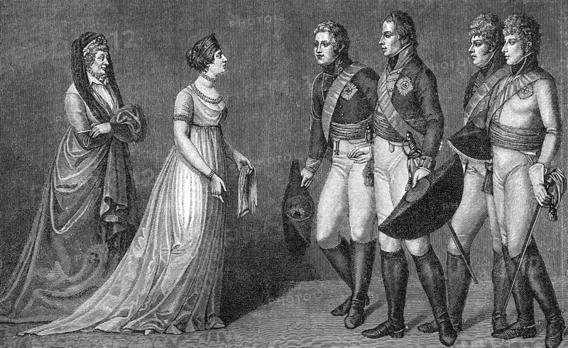 King Frederick William III of Prussia presenting Emperor Alexander I of Russia to his wife Queen Louise of Mecklenburg-Strelitz, 1802