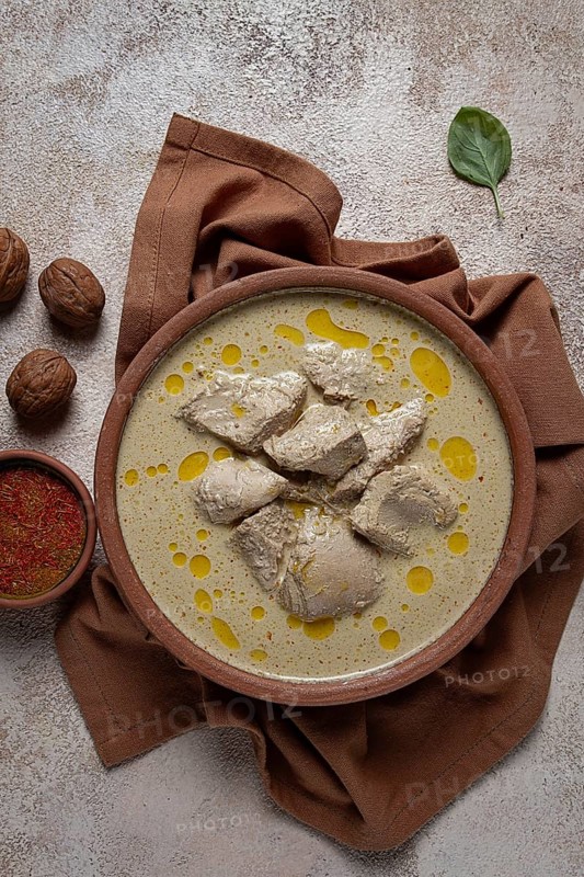 Satsivi, chicken in walnut sauce Baghe, cold dish, Georgian cuisine, homemade, no people