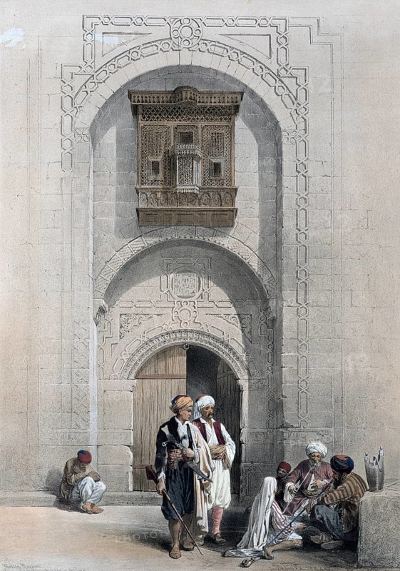 Modern villa in the Arabian architectural style of Cairo, Egypt, around 1850, Historical, digitally restored reproduction from a 19th century original, exact date unknown
