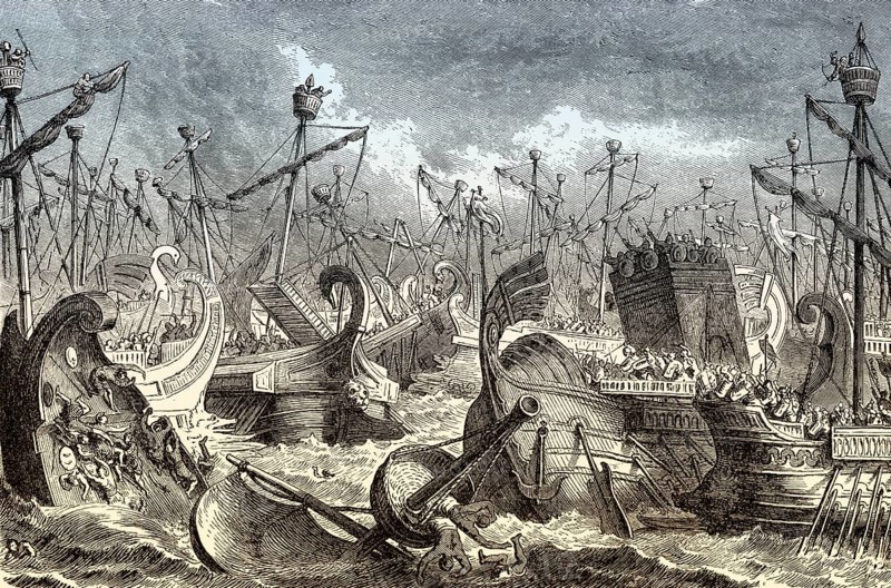 A naval battle in ancient Rome