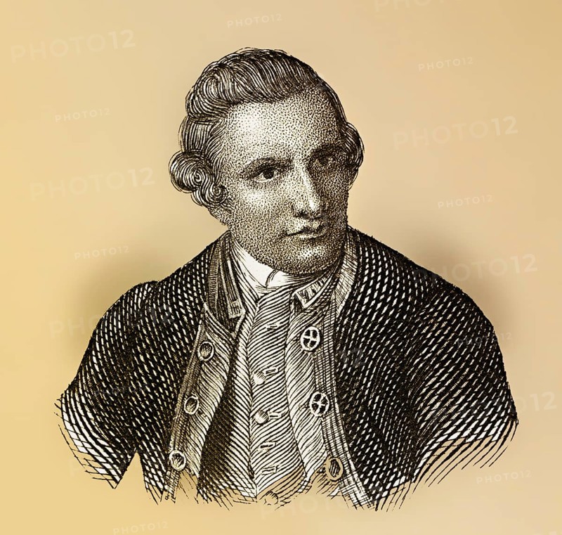 Portrait of Captain James Cook, 1728 - 1779, a British navigator and explorer, Portrait von Kapitän James Cook, 1728 - 1779, ein britischer Seefahrer und Entdecker