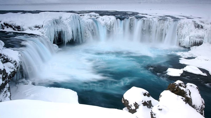 Europe, Scandinavia, Iceland, frozen Godafoss, waterfall
