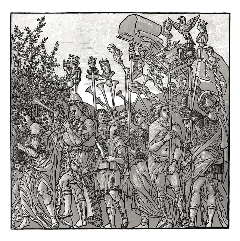 Triumphs of Caesar, 16th century, by Andrea Andreani after Andrea Mantegna, facsimile of the 19th century