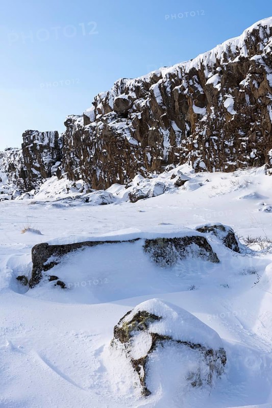 Lava rock, snow, frost, winter, Golden Circle, Iceland, Scandinavia