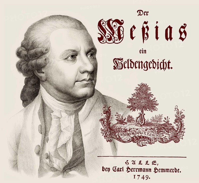 Portrait of Friedrich Gottlieb Klopstock, 1724, 1803, German poet, digitally edited, title of the epic poem „The Messiah“