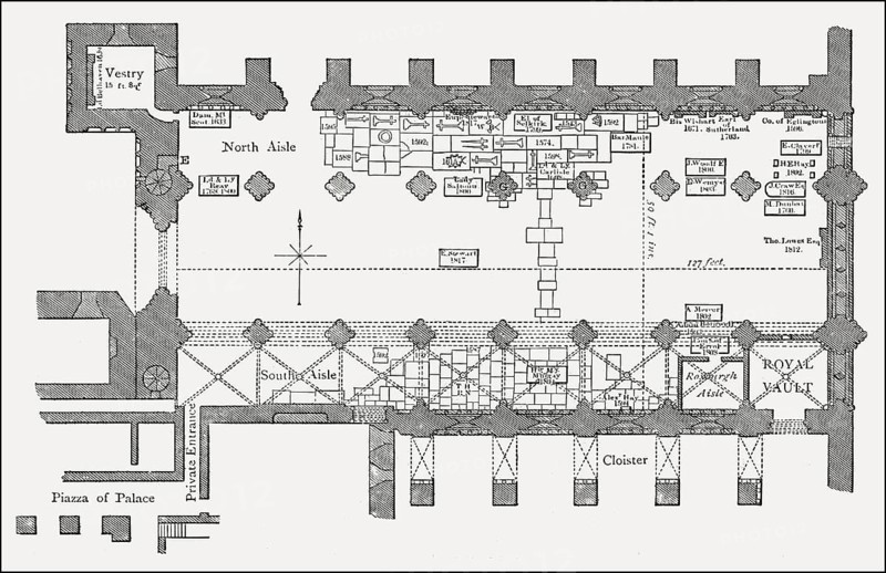 Plan of Holyrood Abbey, Edinburgh, Scotland, 17th century