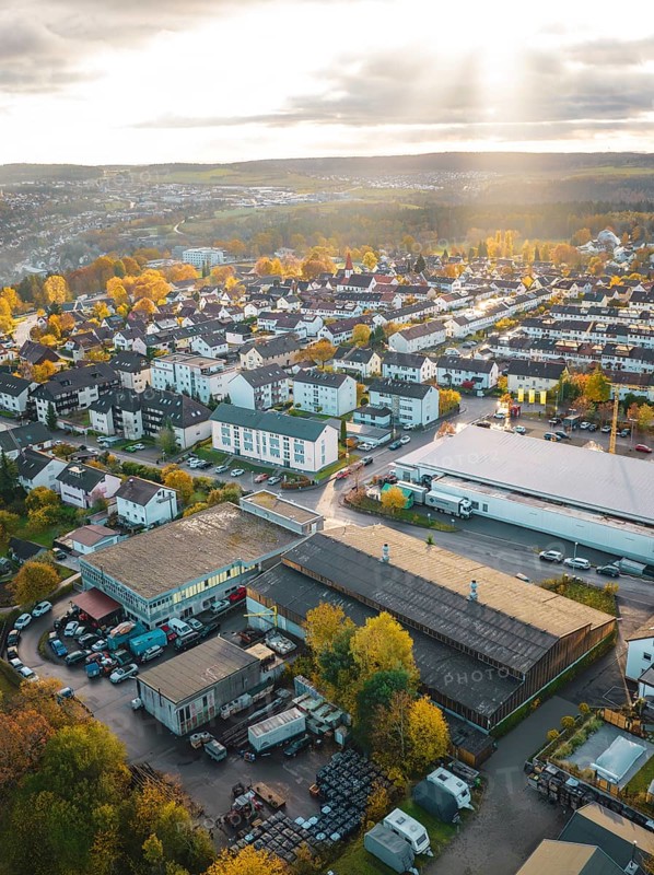 Aerial view of Wimberg in autumn, Calw, Black Forest, Germany